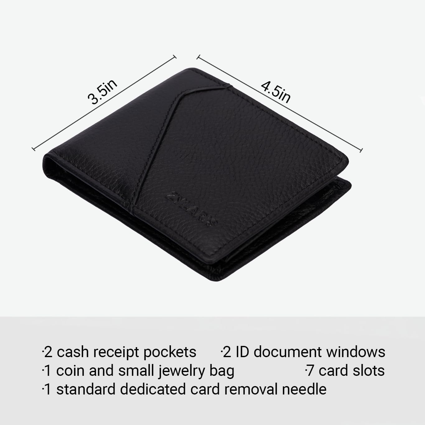 Soft leather Wallet Men,Classic Bifold Wallet, RFID Blocking, 7 Card Slots, Multiple Compartments, It is equipped with 1 coin pocket. (Jet Black)