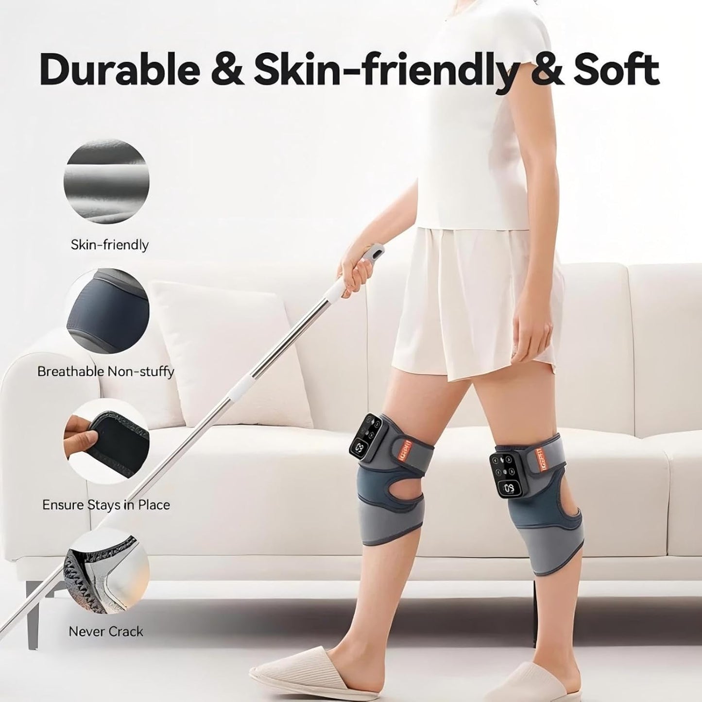 Cordless Knee Massager with Heat Vibration for Pain Relief, MAXwarm 4.0[2026 Upgraded] - Electric Heated Knee Brace with 5 Heat Levels and 3 Massage Mode, Gifts for Men Women (Grey, Pair)
