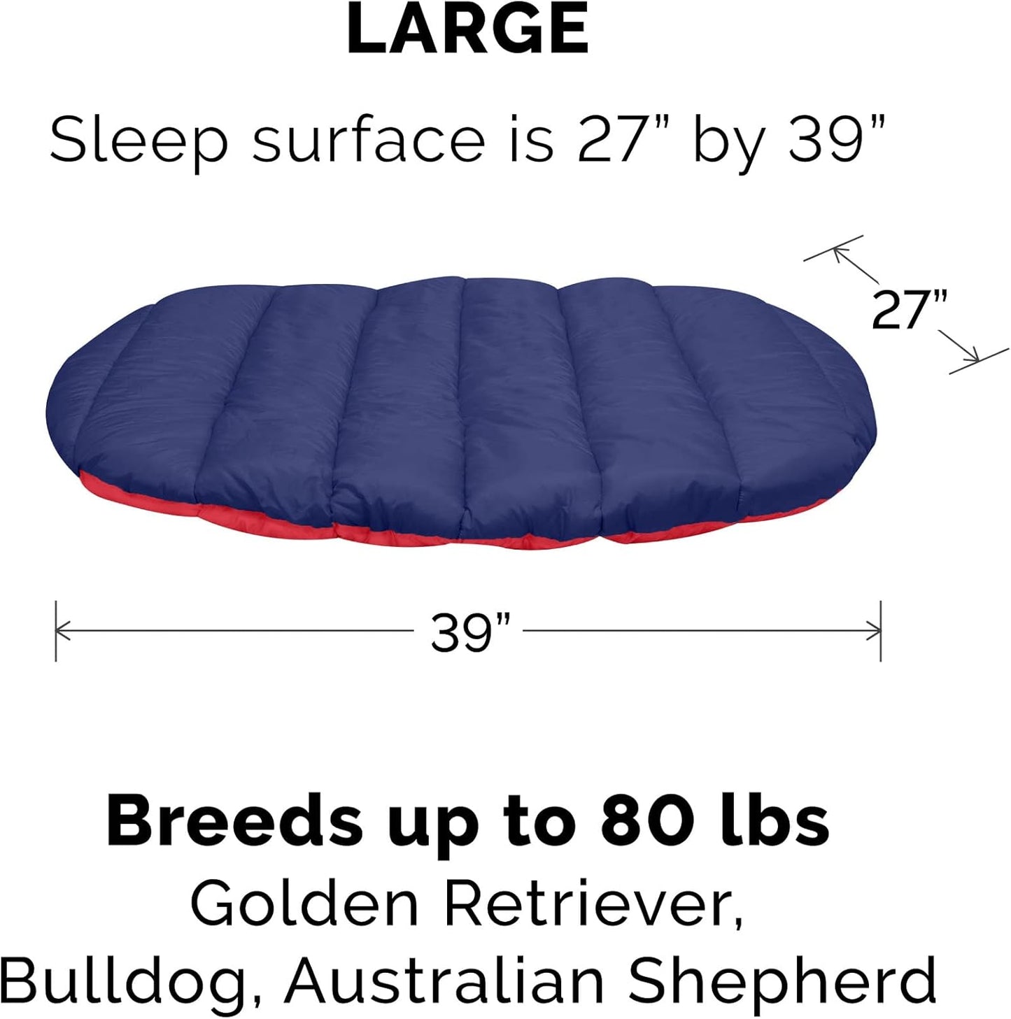 Furhaven Outdoor Travel Dog Bed for Large/Medium Dogs w/ Carry Bag, Washable & Foldable, Great for Crates & Kennels - Trail Pup Travel Pillow Mat w/ Stuff Sack Bag - Flame Red/True Blue, Large