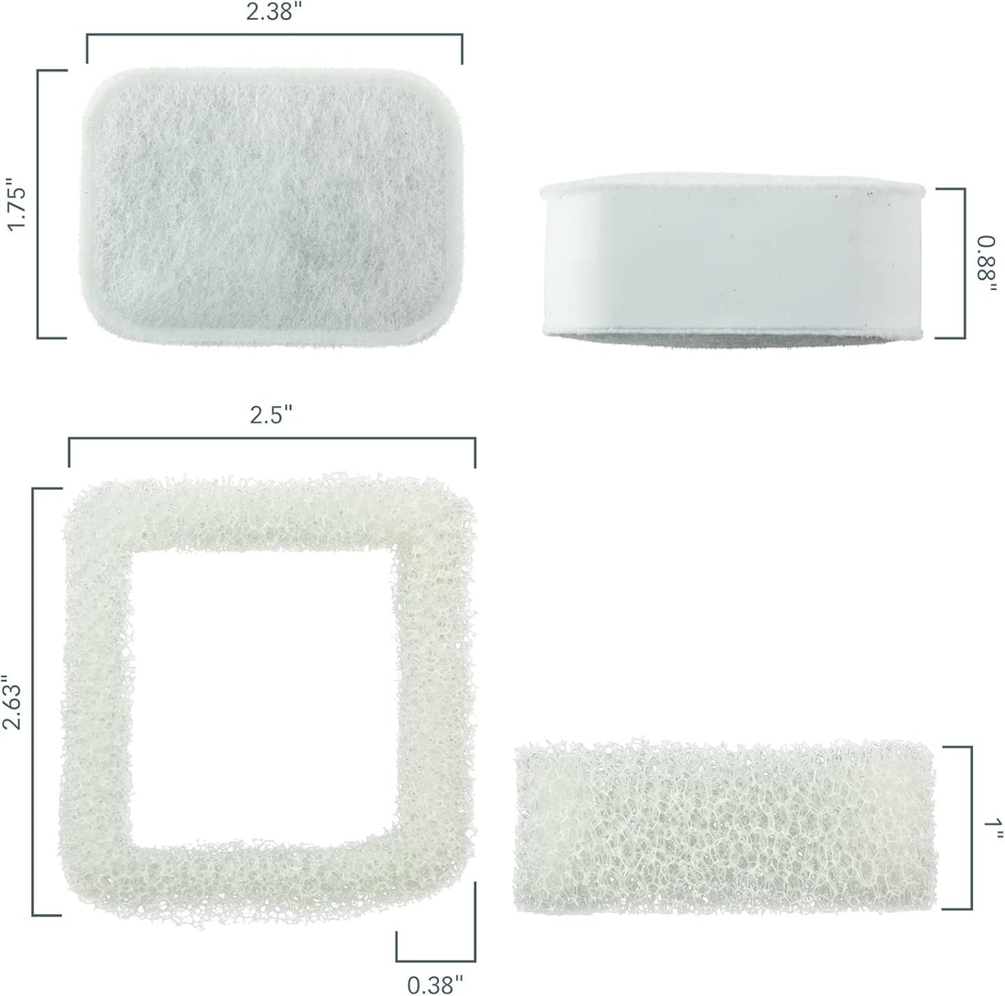 PET STANDARD Water Filters, Compatible with iPettie® Tritone Ceramic Fountain, Pack of 12