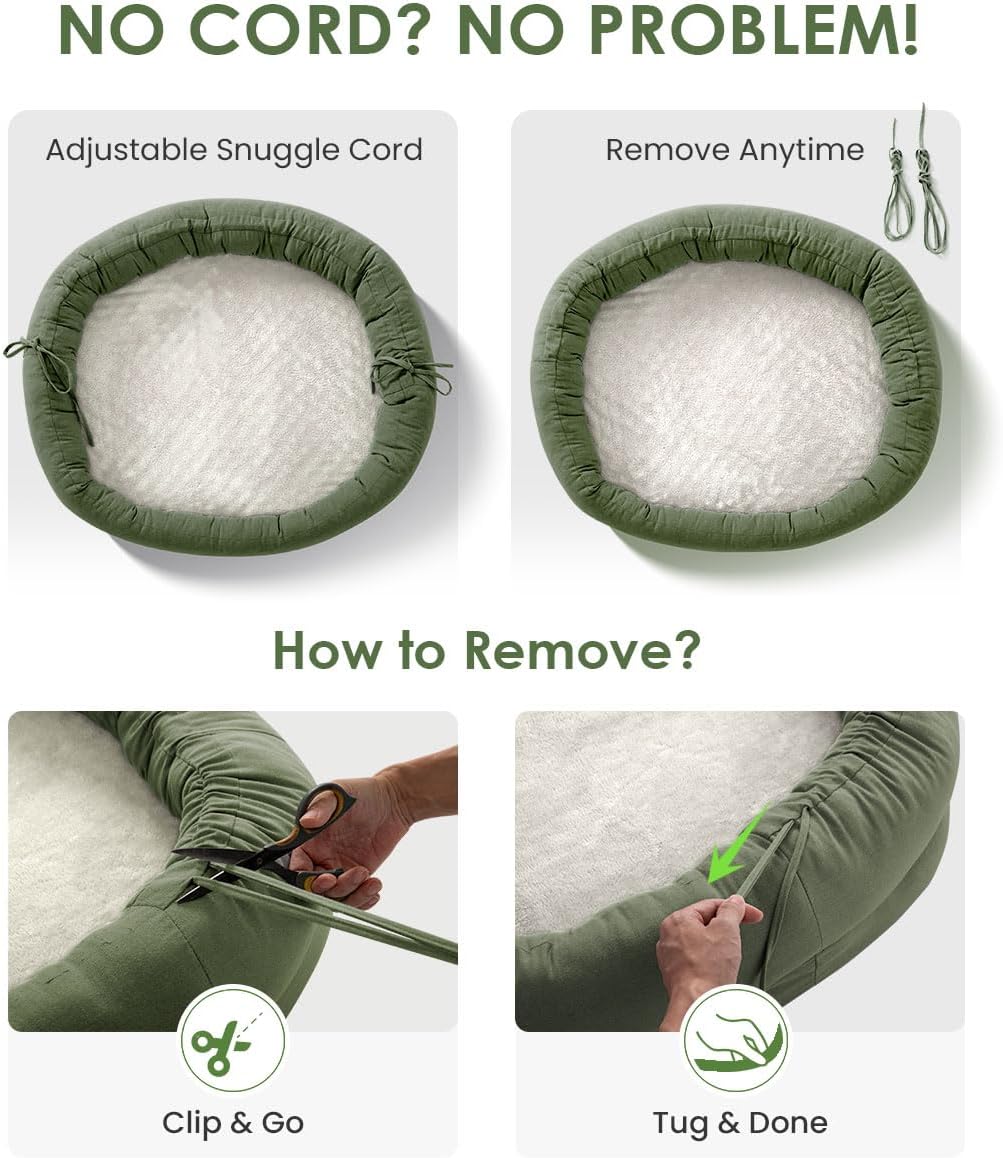 Orthopedic Dog Bed for Large Dogs, Pet Sofa Bed with Egg Crate Foam, 4-Sided Bolster, Removable Washable Cover & Anti-Slip Bottom, Large Calliste Green