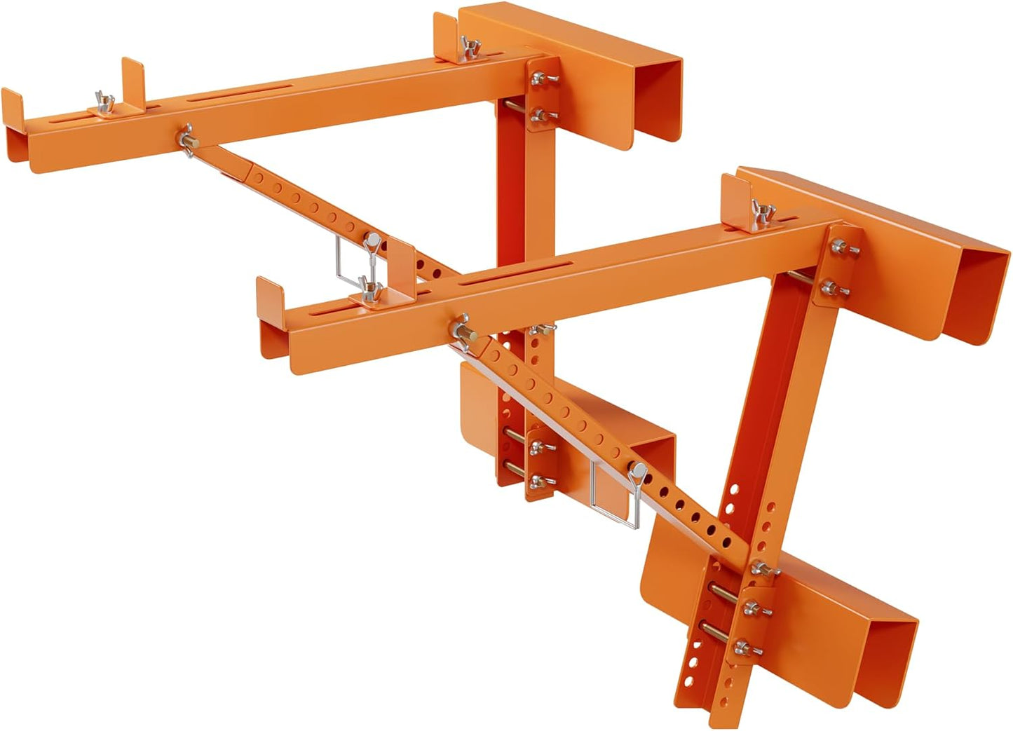 2 Pack Adjustable Ladder Jacks for Scaffolding Platform, Heavy Duty Steel Ladder Jacks Scaffold Bracket, Two-Rung Short Body Extension Ladder Jack for Roofing Painting