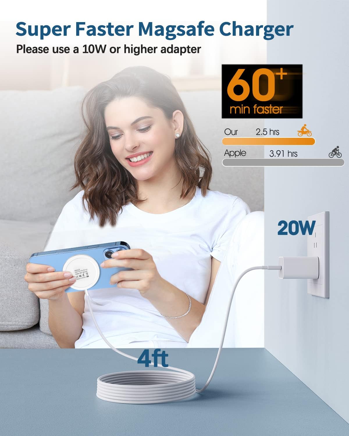 Magnetic Wireless Charger 15w Apple Mag-Safe Charger for iPhone 17 Pro Max/17 Pro/17Air/17/16/15/14/13/12 Series AirPods Series LED Magnet Charging Pad Mag Safe Charger with Dual Charging Ports