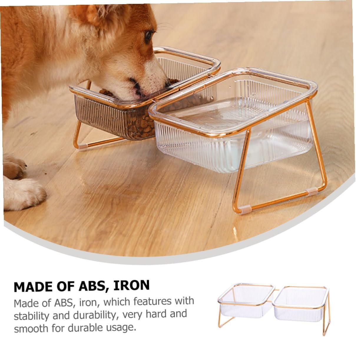 Milisten Elevated Double Raised Cat Bowl with Bowls and Metal Stand, Tilted Design for Spine Protection, Compact Pet Feeding Water Dish for Indoor Cats and Small Dogs