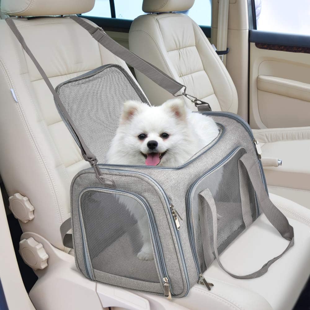 Henkelion Large Cat Carriers Dog Carrier Pet Carrier for Cats Dogs Puppies up to 25Lbs, Big Dog Carrier Soft Sided, Travel Puppy Carrier - Large - Grey