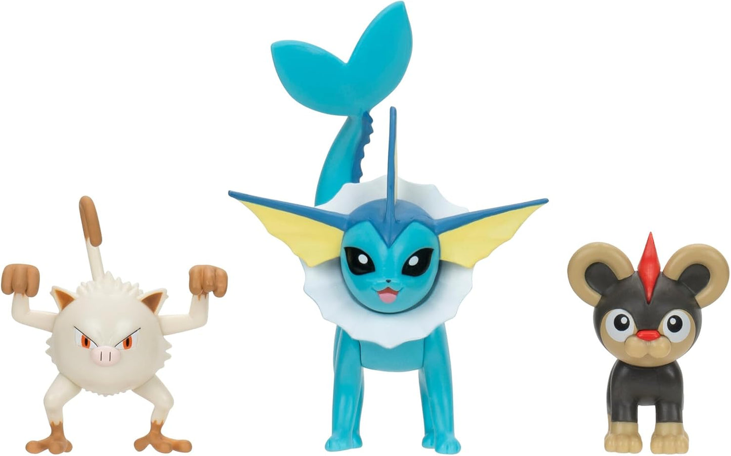 Pokémon Battle 3 Figure Set with Vaporeon, Litleo and Mankey, Articulated, Ages 4+ Collector Gift