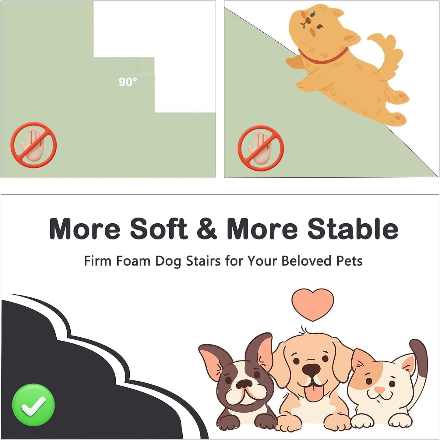 Dog Stairs for Small Dogs - LitaiL Dog Steps for High Bed, Sturdy 30in Stairs for Dogs to Get on Bed, Tall Pet Stairs Ramps with Removable Cover, Foam Pet Ramps for Bedside