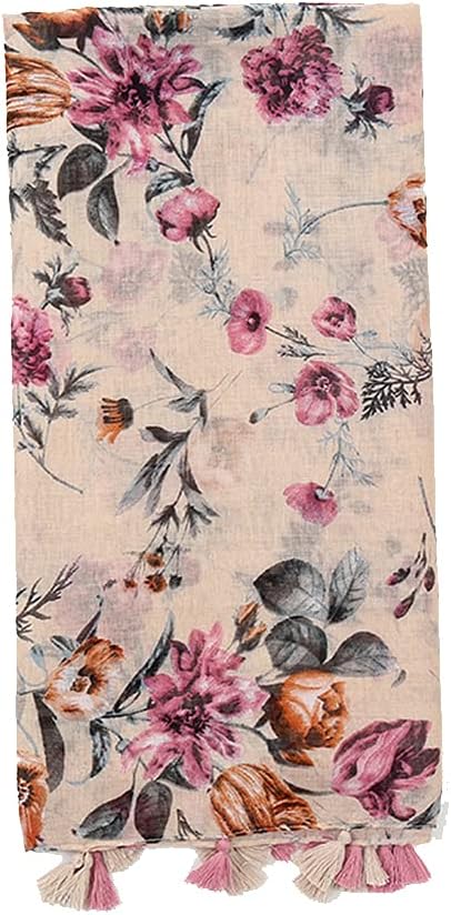 Yeieeo Boho Scarf for Women Lightweight Floral Printed Scarf Fall Winter Fashion Fringed Shawl