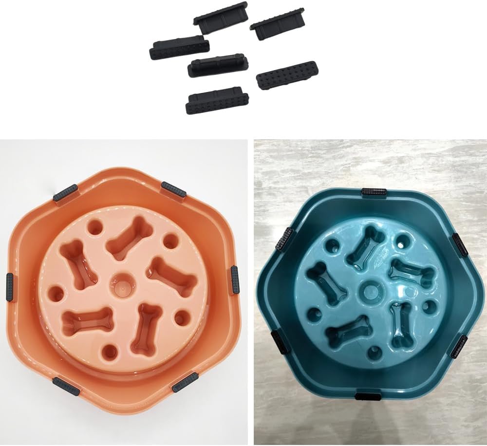 24 Pack Slow Feeder Non-Slip Feet Replacement Rubber Strip Bottom Pad Grips for Dog Bowl Turquoise Pet Cat Puppy Puzzle Slow Eating Feeders