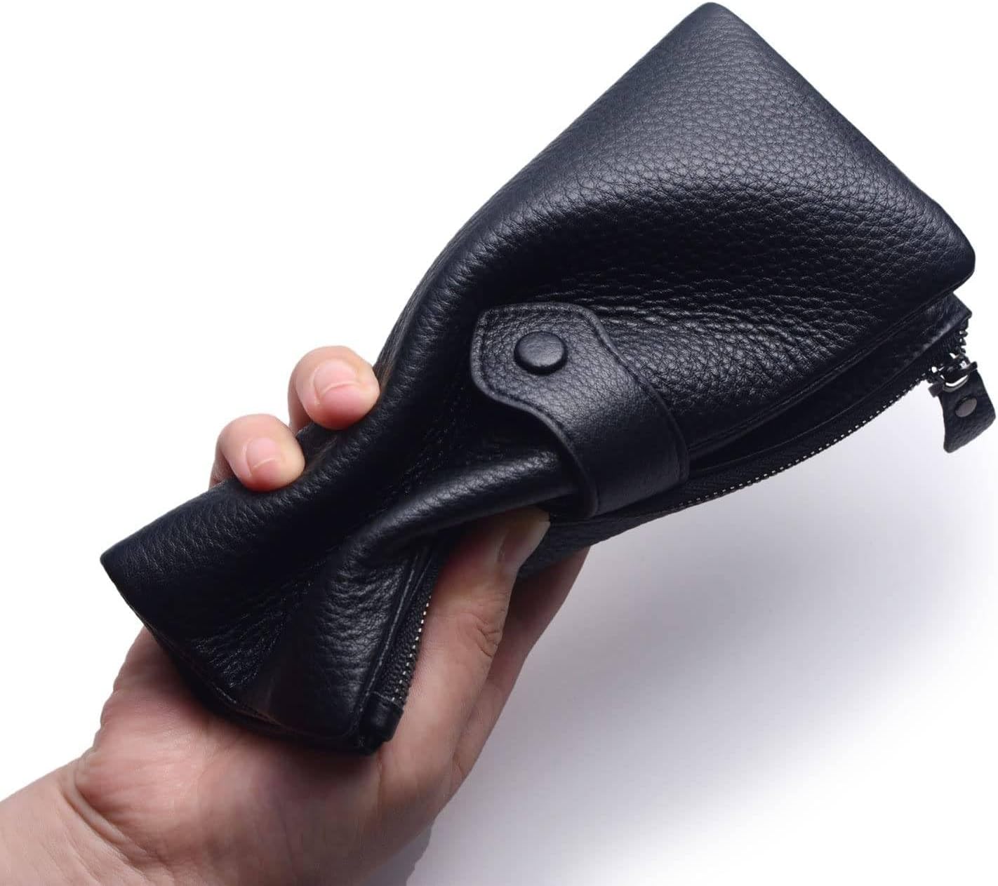 Bveyzi Women Soft Leather RFID Blocking Bifold Slim Wallets Ladies Credit Card Holder Double Zipper Pocket | Soft, RFID Blocking, Bifold, Slim, Credit Card Holder, Double Zipper Pocket