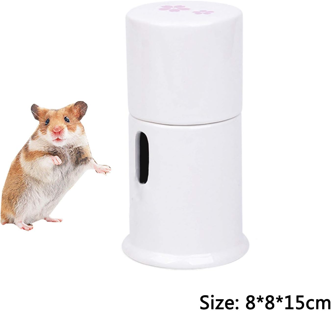 Hamster Drinking Fountain Ceramics Pet Water Fountain for Hedgehog Chinchilla Ferret Small Guinea Pig with 60ML Kettle (White)