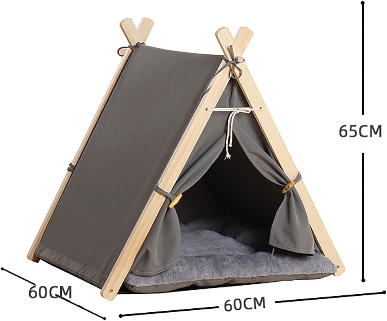 Cat Bed for Indoor Cats Calming Down Pet Bed Plush Dog Bed for Cat Kitten Small Dog Puppy with Covered Ceiling Small Dog Bed & Cat Bed Cozy Puppy Bed and Cat Beds,Brown,60 * 55 * 63cm