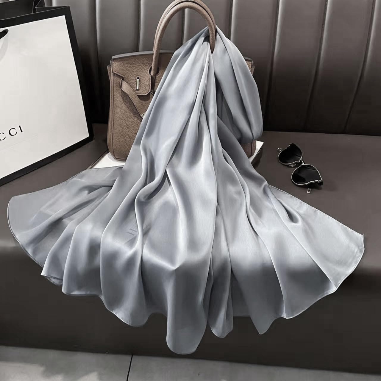 Long Silk Feeling Satin Scarf Smooth Lightweight Sunscreen Satin Shawls Wrap Headscarf for Women