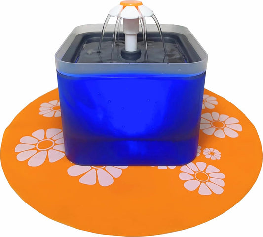 Cat Water Fountain, 67oz/2L Automatic Pet Water Fountain with Mat, Ultra Quiet Cat Water Dispenser with LED Light & Adapter for Cats Dogs Multiple Pets