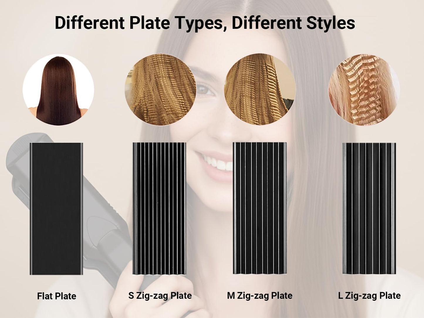 Pulla Hair Straightener and Crimper - 4 in 1 Tourmaline Ceramic Flat and Curling Iron for Hair Styling with Adjustable Temperature - Salon High Heat 320°F - 430°F for All Hair Types