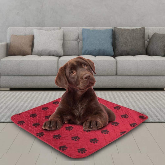 Reusable Dog Pee Pads, Reusable Puppy Pads Washable Pee Pads for Dogs Waterproof Training Pads for Dogs, Dog Pee Pad Urine Mat for Pet Dogs Cats(80*90cm-Red)