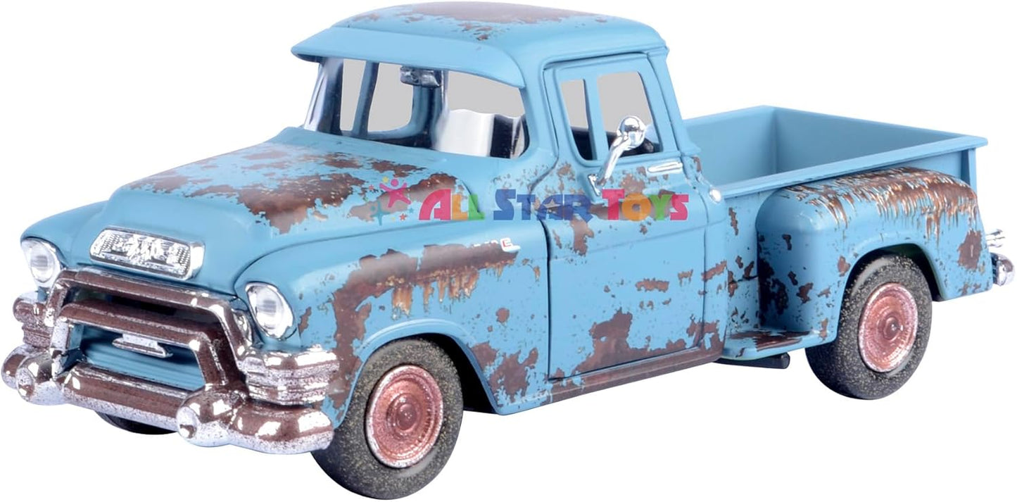 Motormax 1955 GMC Blue Chip Pickup Weathered Treasueres Barn Find 1/24 Scale Diecast Model Car 79071 All Star Toys Edition