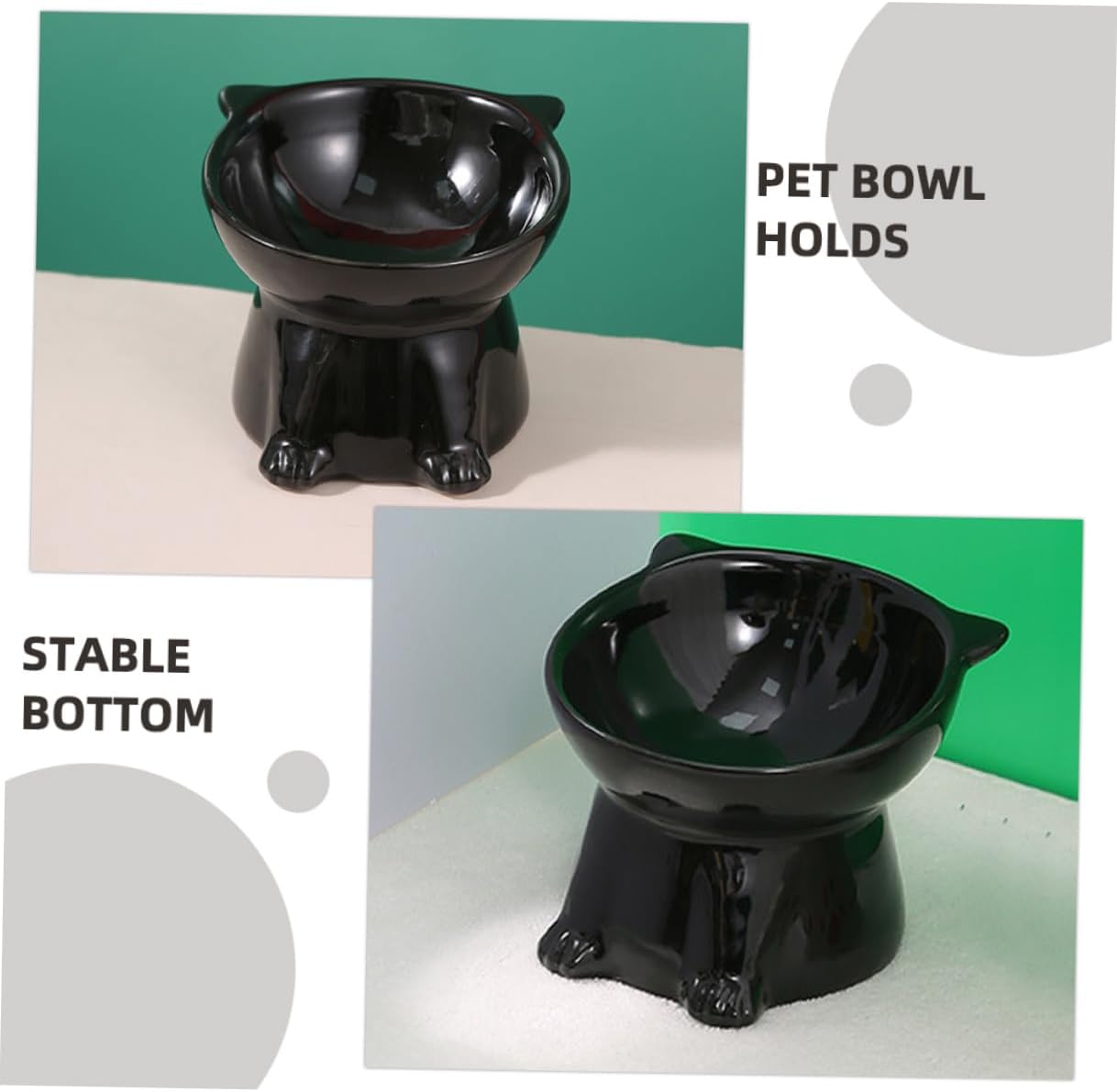 Milisten Ceramic Elevated Pet Feeding Bowl with Neck Guard Large Diameter Raised Cat Food Bowl Anti-Spill for Cats and Dogs