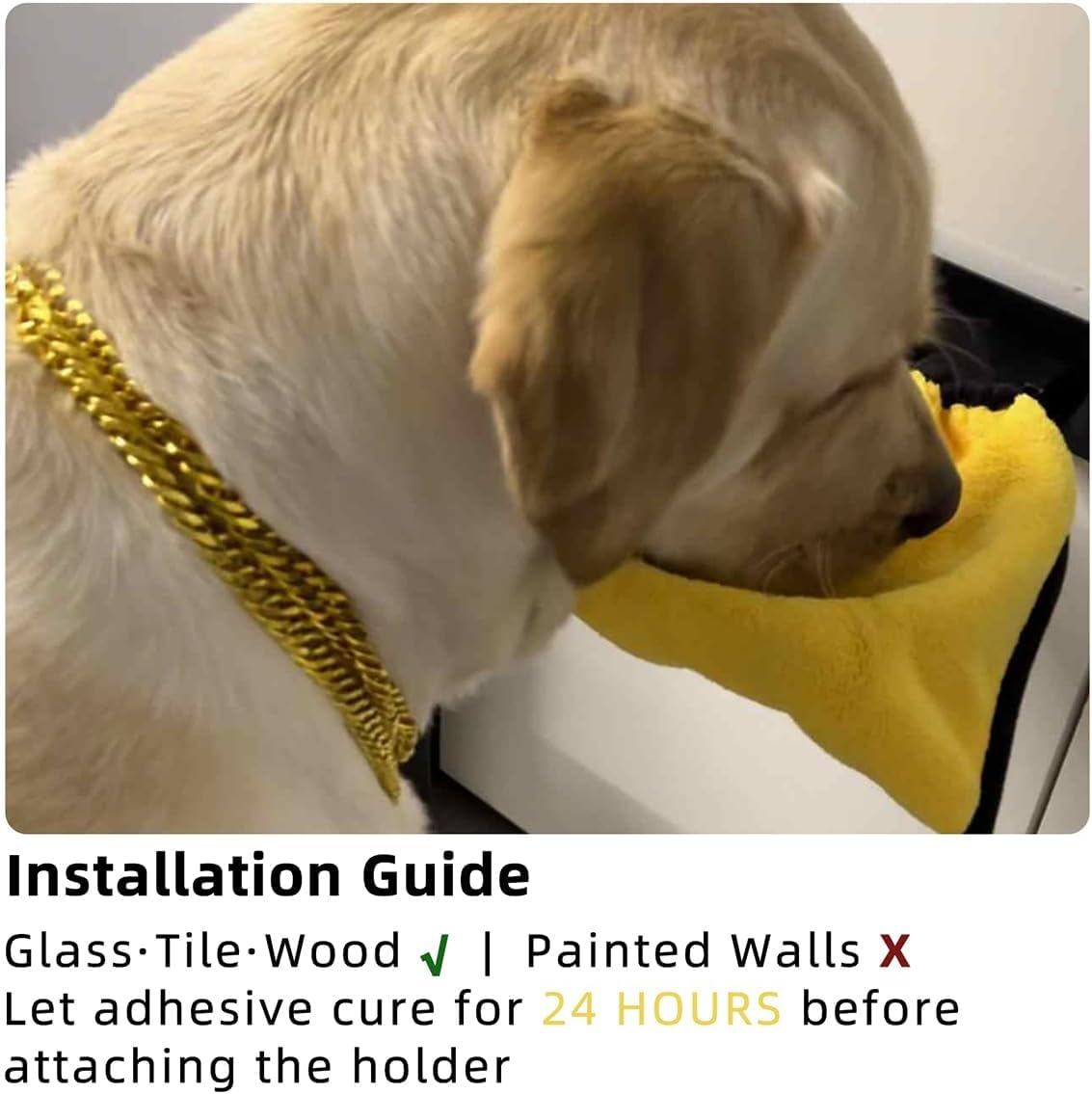 MANON ROSA Pet Towel for Drying Dogs Face and Mouth Quick Dry – Train Dog to Wipe Face After Drinking, Self-Cleaning Wall-Mount Holder with 2 Super Absorbent Microfiber Towels(8"x9")