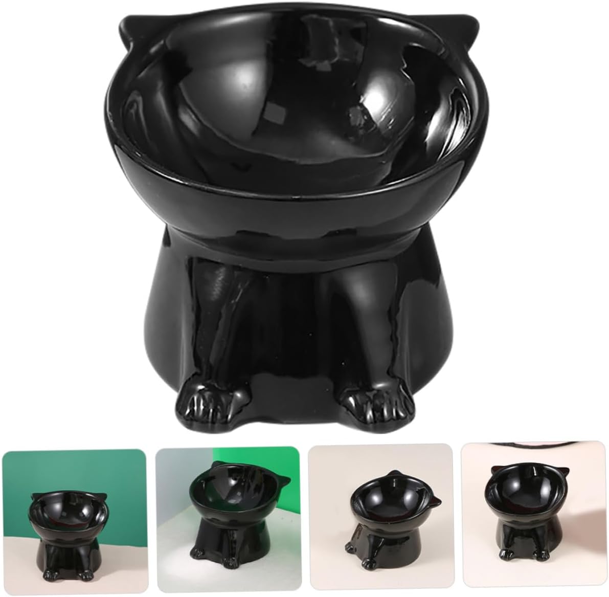 Milisten Ceramic Elevated Pet Feeding Bowl with Neck Guard Large Diameter Raised Cat Food Bowl Anti-Spill for Cats and Dogs