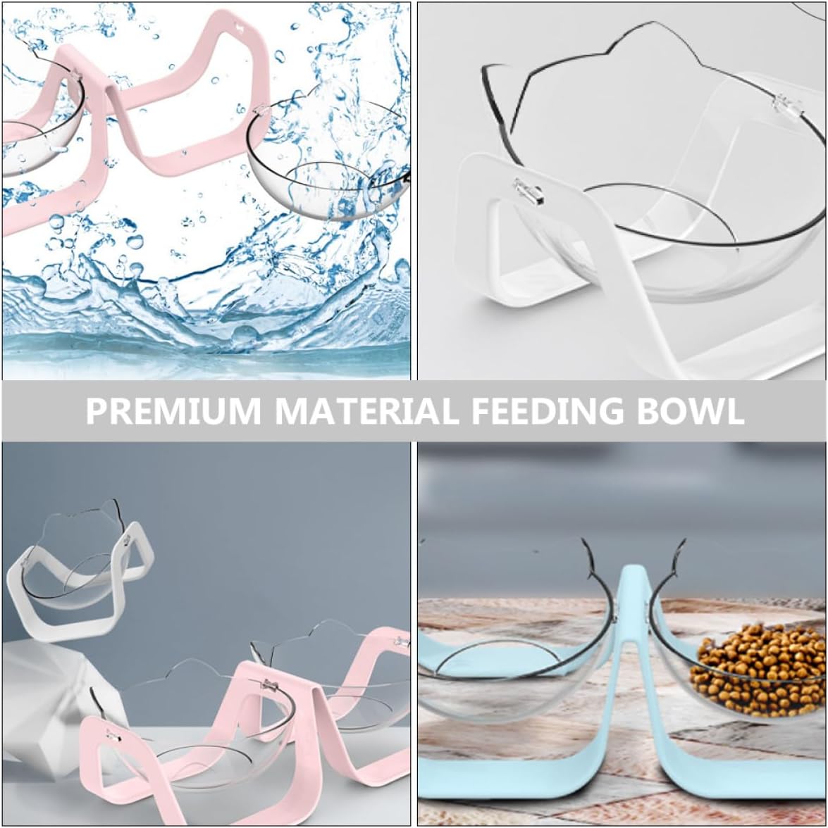 Milisten Tilted 15-Degree Cat Feeding Bowl White, Elevated Pet Water and Food Feeder, Neck Protection Design for Cats