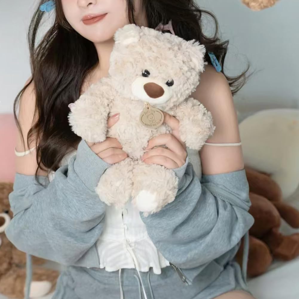 10Inch Teddy Bear Stuffed Animal, Soft Stuffed Teddy Bear Plush Toy, Birthday Xmas Gifts for Kids Baby (Light Brown)