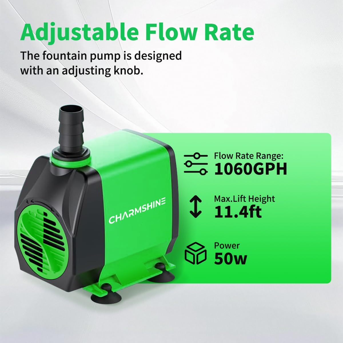 Aquariums Submersible Water Pump 1060GPH 50W[2026 Upgraded] Fountain Pump Hydroponics Fish Pond Pump 4000L/H Outdoor Water Pump for Fish Tank with 5 Nozzles,Filter Bag,Extra-long 8.2ft Power Cord