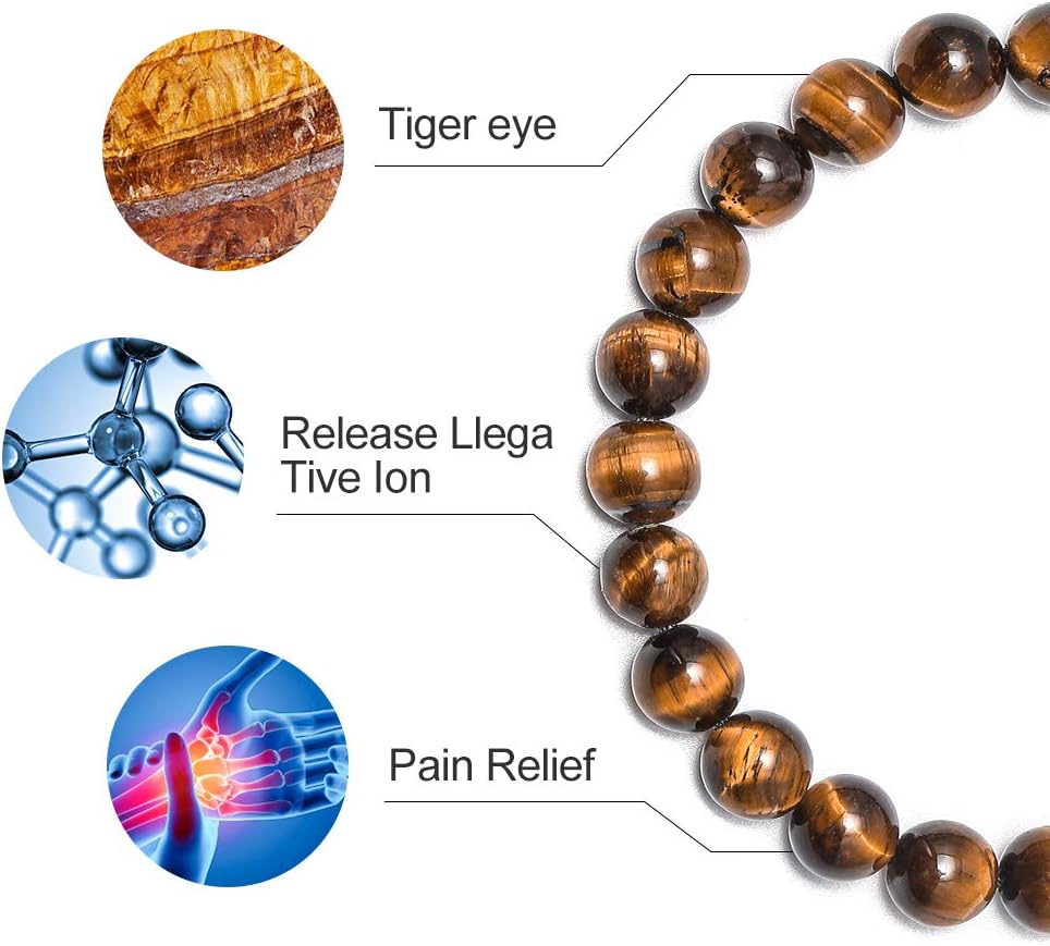 M MOOHAM Easter Gifts for Mens Boy Easter Basket Stuffers - Beaded Natural Stone 8mm Tiger Eye Matte Agate Lava Rock Bracelets Set for Men Teen Boys Dad Grandpa Birthday Gifts Jewelry