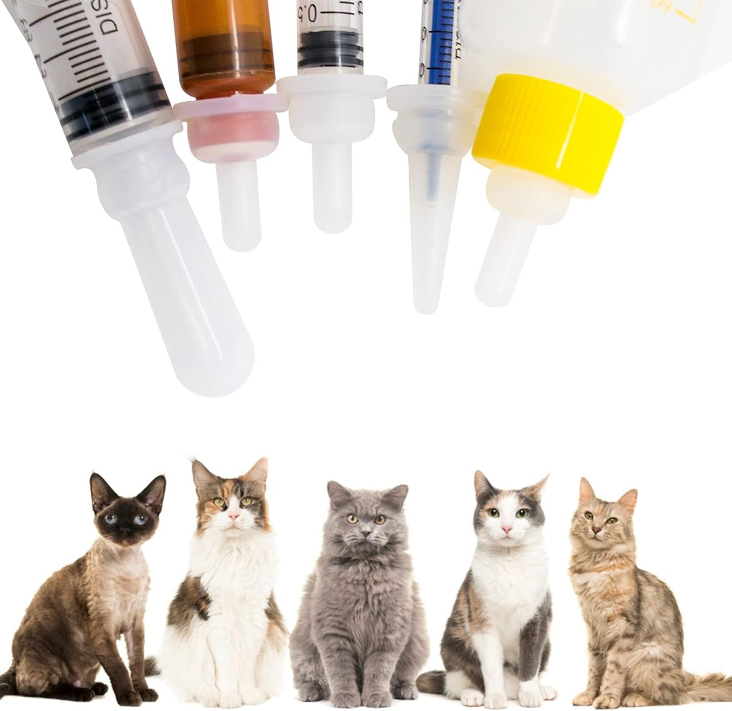 Puppy Kitten Bottle for Nursing, Newborn Baby Dog Cat Rabbit Feeding Bottles with Nipples Feeder Kit
