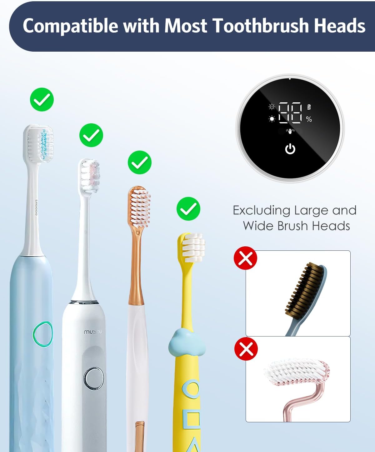 Upgraded UV Toothbrush Cleaner Holder Wall Mounted, Temracha Razor Electric Toothbrush Holder for Bathroom, LED Smart Screen, with Auto-Inductive Cover, Cleaning and 60-Degree Drying, for Home, Travel