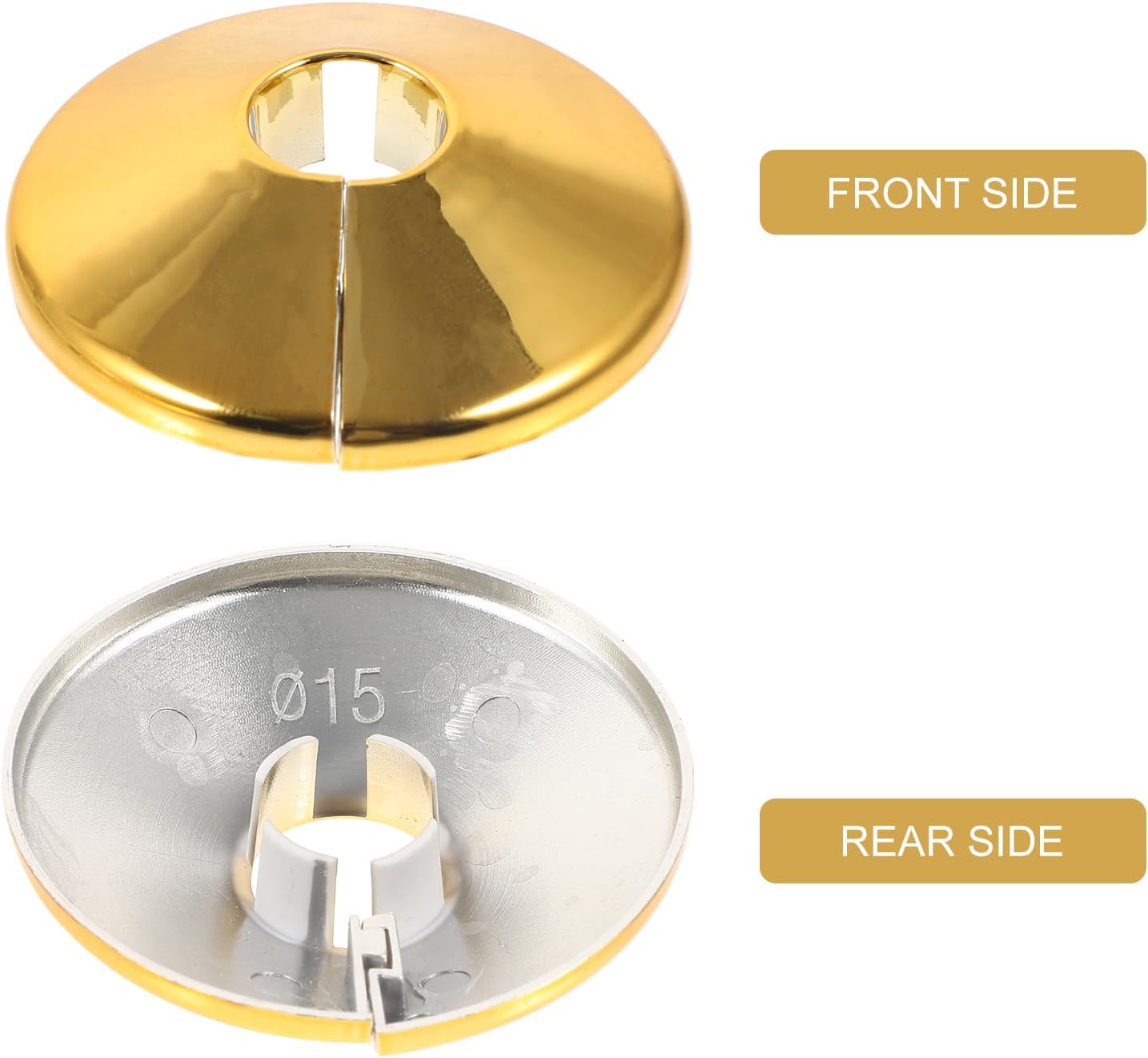 ARTIBETTER 2 Sets Golden Pvc Pipe Covers Radiator Pipe Sleeve Escutcheon Plate for 15Mm, Decorative Tube Covers for Plumbing Supply, Easy Installation for Home and Office