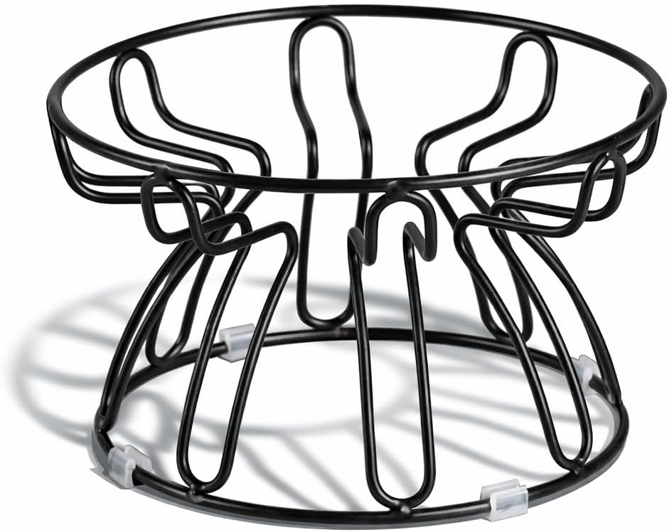 Elevated Cat Bowl Stand - Black Iron Metal Holder with Anti-Slip Grips - Raised Feeding Station for Shallow Cat Food Dishes - 6.7" W x 3.9" H (Bowl Not Included)