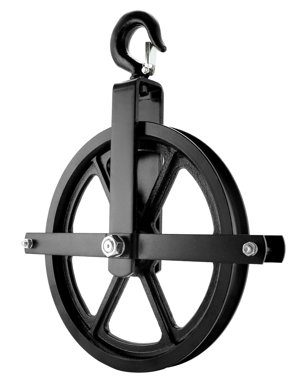 QWORK Scaffolding Wheels, 12" Aluminum Lifting Pulley, 1000 Lbs Ladder Hook Pulley Scaffold Hoist Pulley for Lifting with Rope