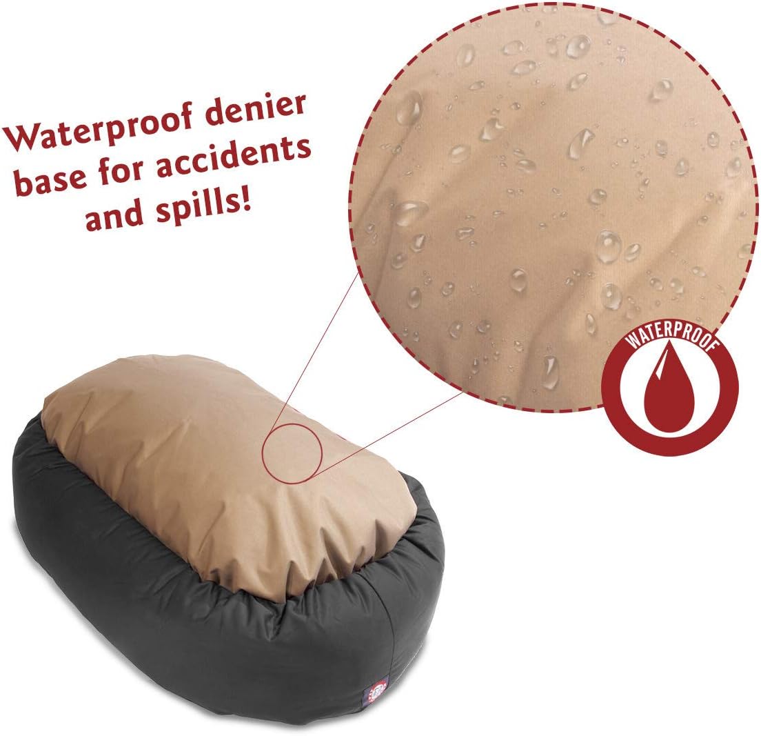 Majestic Pet 40 Inch Poly-Cotton Sherpa Calming Dog Bed Washable – Cozy Soft Round Dog Bed with Spine for Head Support - Fluffy Donut Dog Bed 40x29x9 (inch) – Round Pet Bed Large - Gray