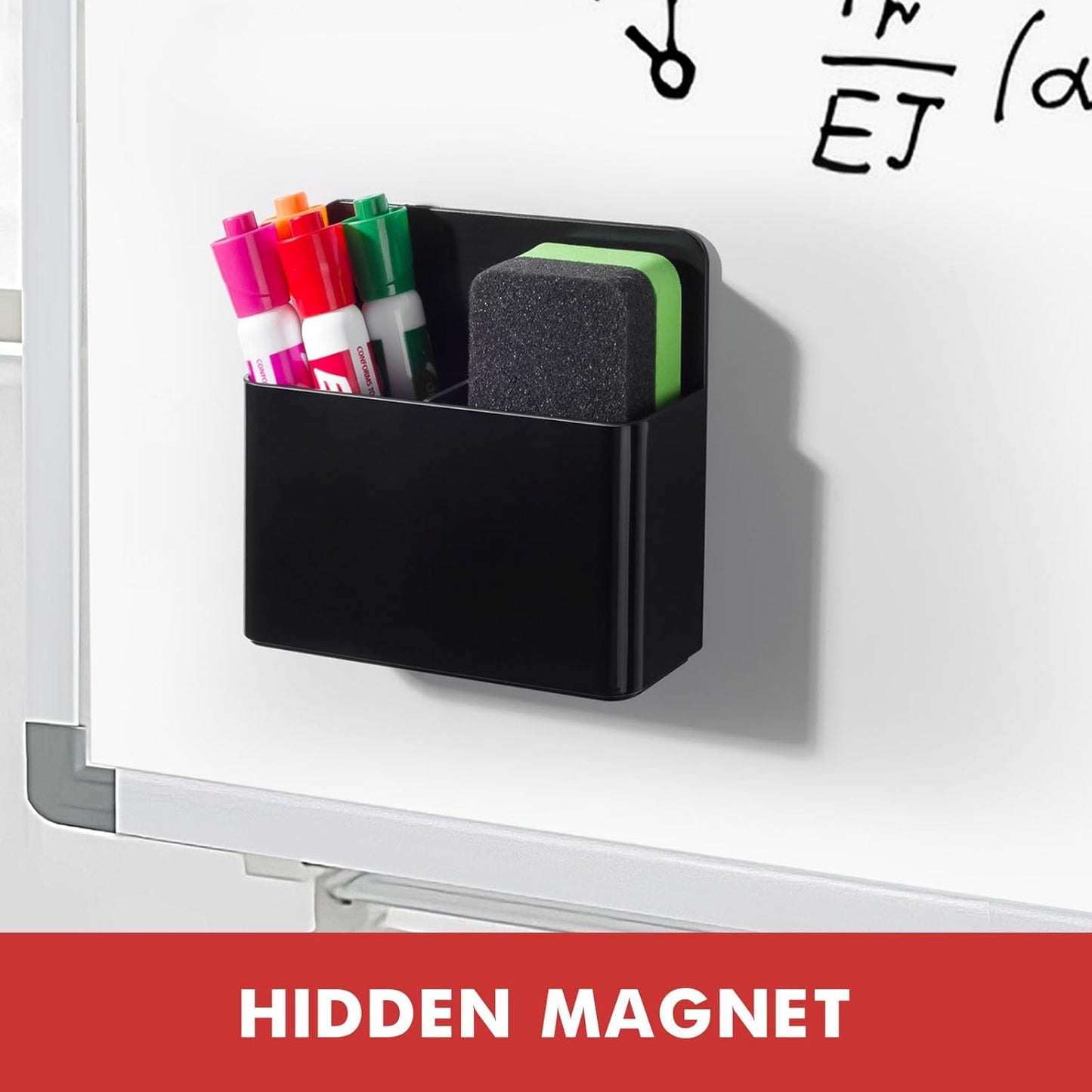 BEYGORM 2 Pack Plastic Magnetic Pen Holder for Refrigerator, Dry Erase Marker Holder for Whiteboard，Magnet School Locker Organizer Accessories, Pencil Cup, Pen Caddy, Classroom Organization(Black)
