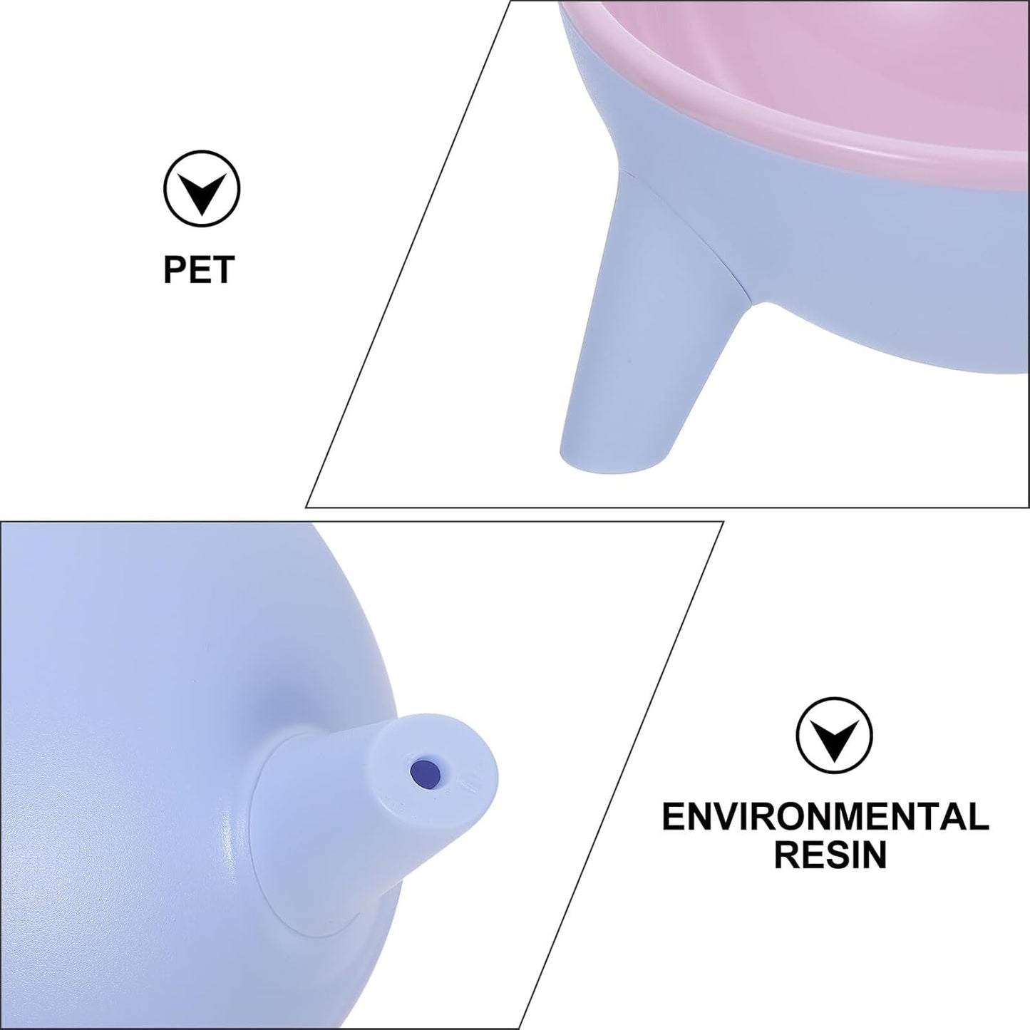 Milisten Stable Cat and Dog Feeding Bowl Set, 15° Tilted Raised Plastic Pet Water Feeder, Spill-Resistant Pink Dual Bowls for Cats and Small Dogs