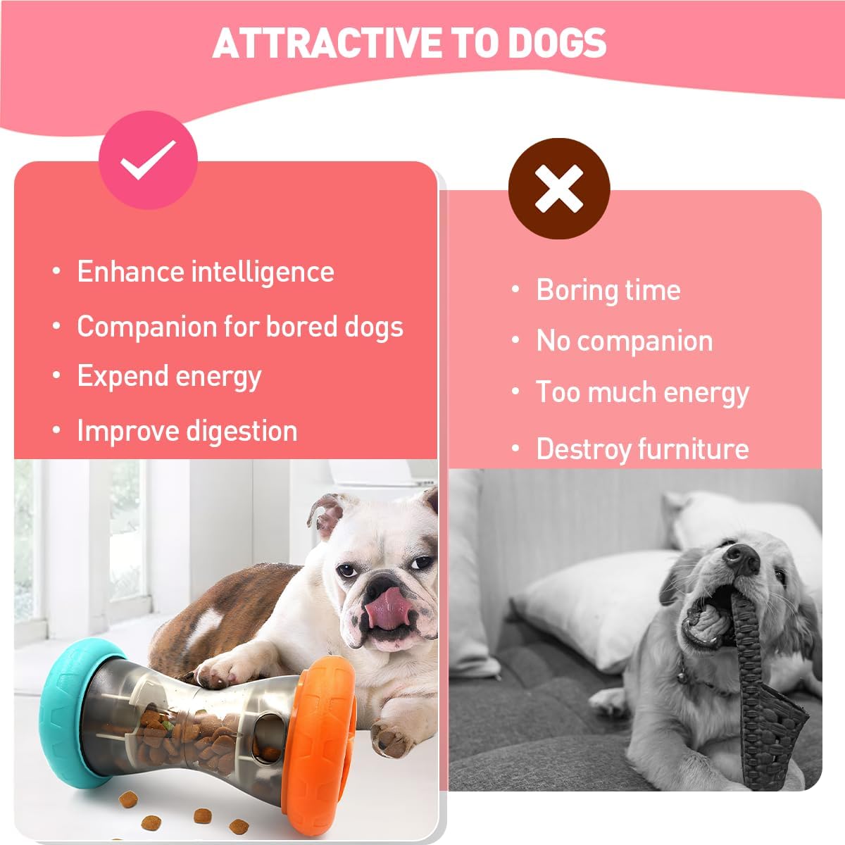 Interactive Dog Puzzle Toy | Treat Dispensing Slow Feeder for Small, Medium & Large Dogs | Chew Proof Enrichment Toy for Aggressive Chewers, Puppies & Bored Pets | Gifts