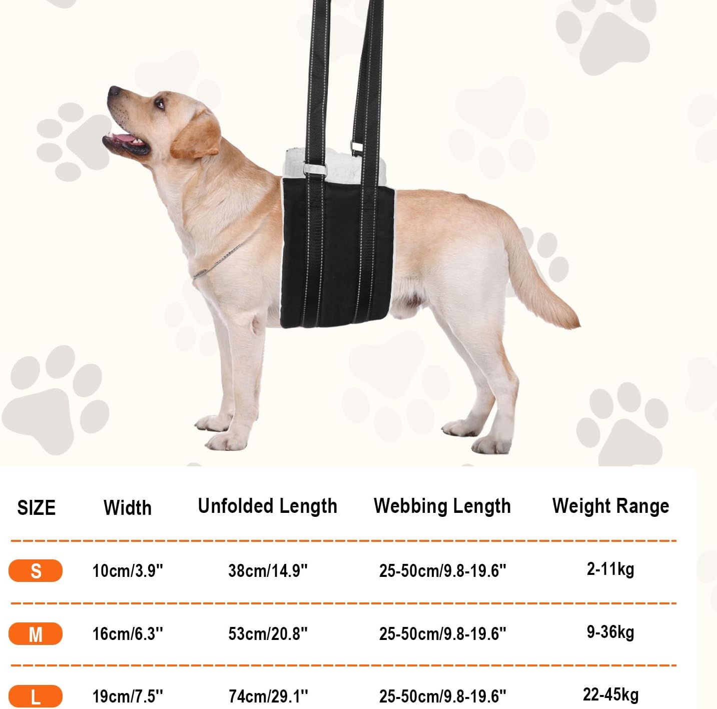 FEimaX Portable Dog Sling for Back Legs Adjustable Harness for Dogs Hind Leg Support Soft Lift Support and Rehab Harness for Weak Rear Legs Help Injured Disabled and After Surgery Dogs Small to Large