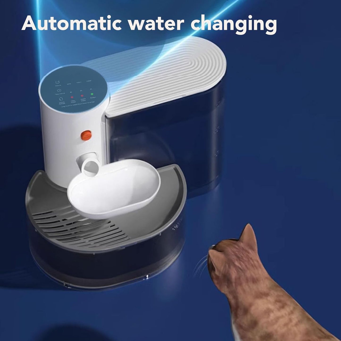 Automatic Cat Water Fountain, 3L WaterTank Self Refill Tipping Automatic Cat Water Dispenser, Rechargeable Pet Waters Bowl Cats Waterer, Smart Pet Waters Fountain