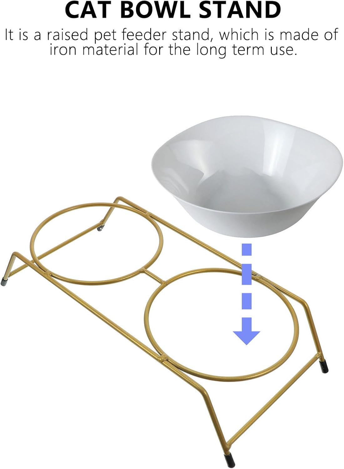 Milisten Elevated Cat Bowl Stand with Dual Non-Slip Iron Rack, Raised Kitten Feeding Station for Spine Protection, Pet Feeder Bracket Suitable for Indoor Cats