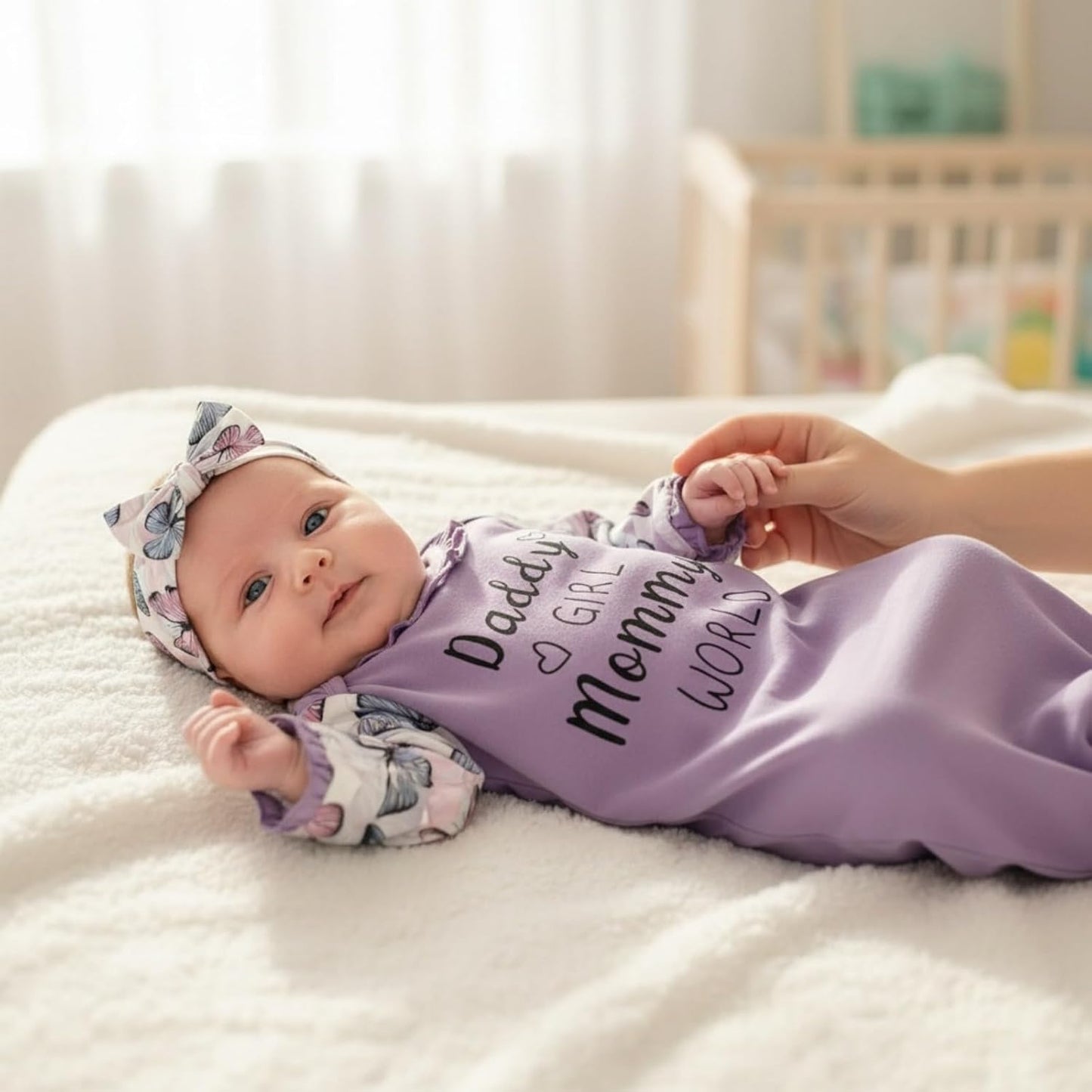 AMAWMW Newborn Baby Girl Little Sister Sleeper Gown Stripe Long Sleeve Nightgown Pajamas Gifts Stuff Essential Outfit