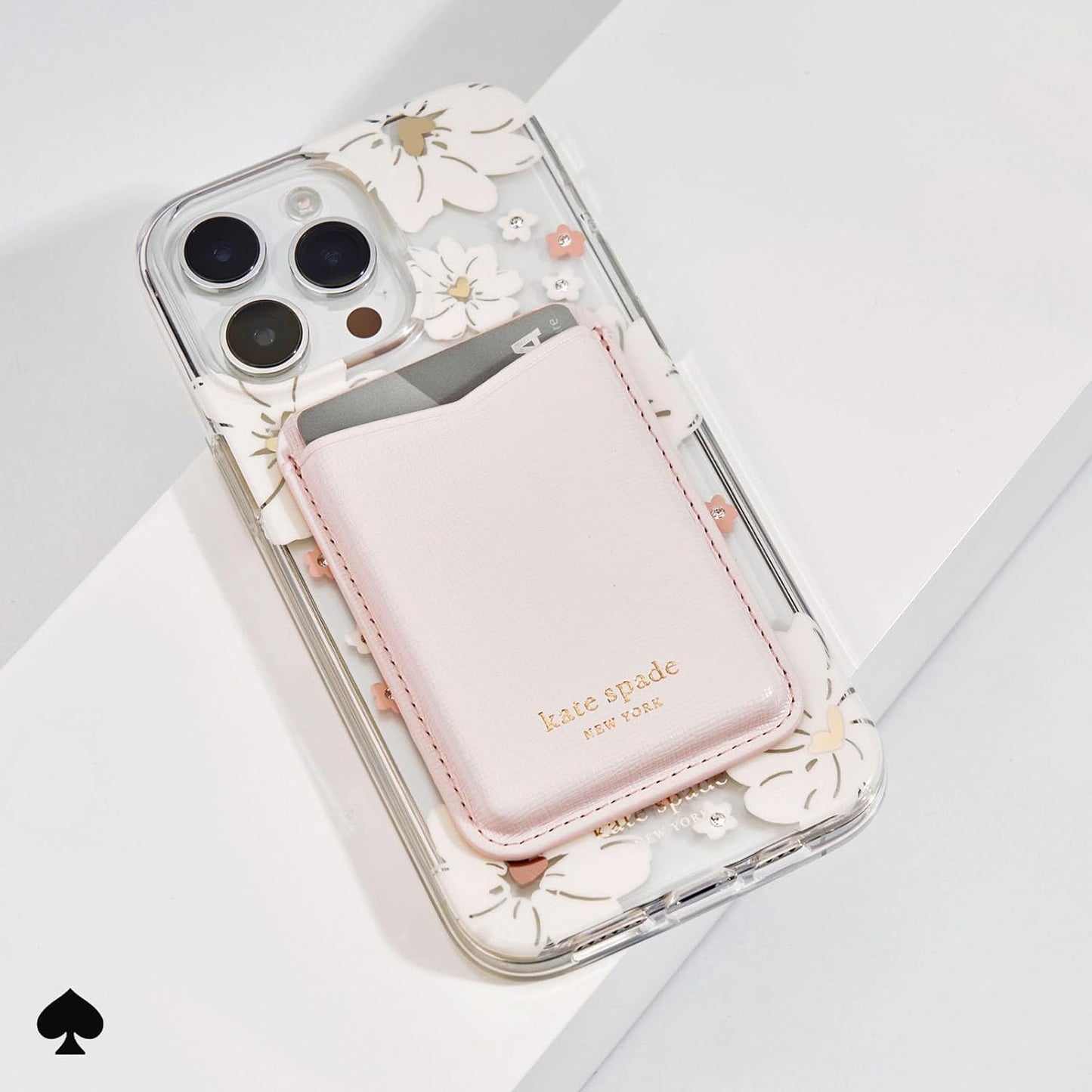 kate spade new york Magnetic Wallet/Card Holder - Compatible with MagSafe Phones and Cases - Pale Dogwood