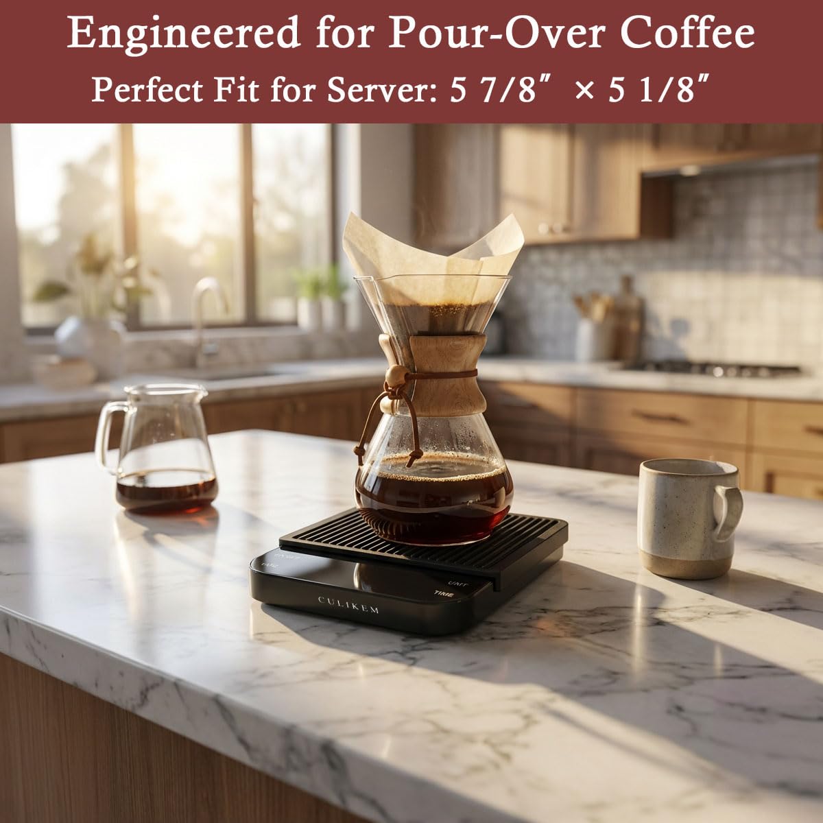 Premium Pour Over Coffee Scale with Timer, 0.1g High Precision Digital Espresso Scale for Portafilter Weighing & Coffee Beans. Large Wide Base Gram Scale for Kitchen, Chemex & French Press (Black)
