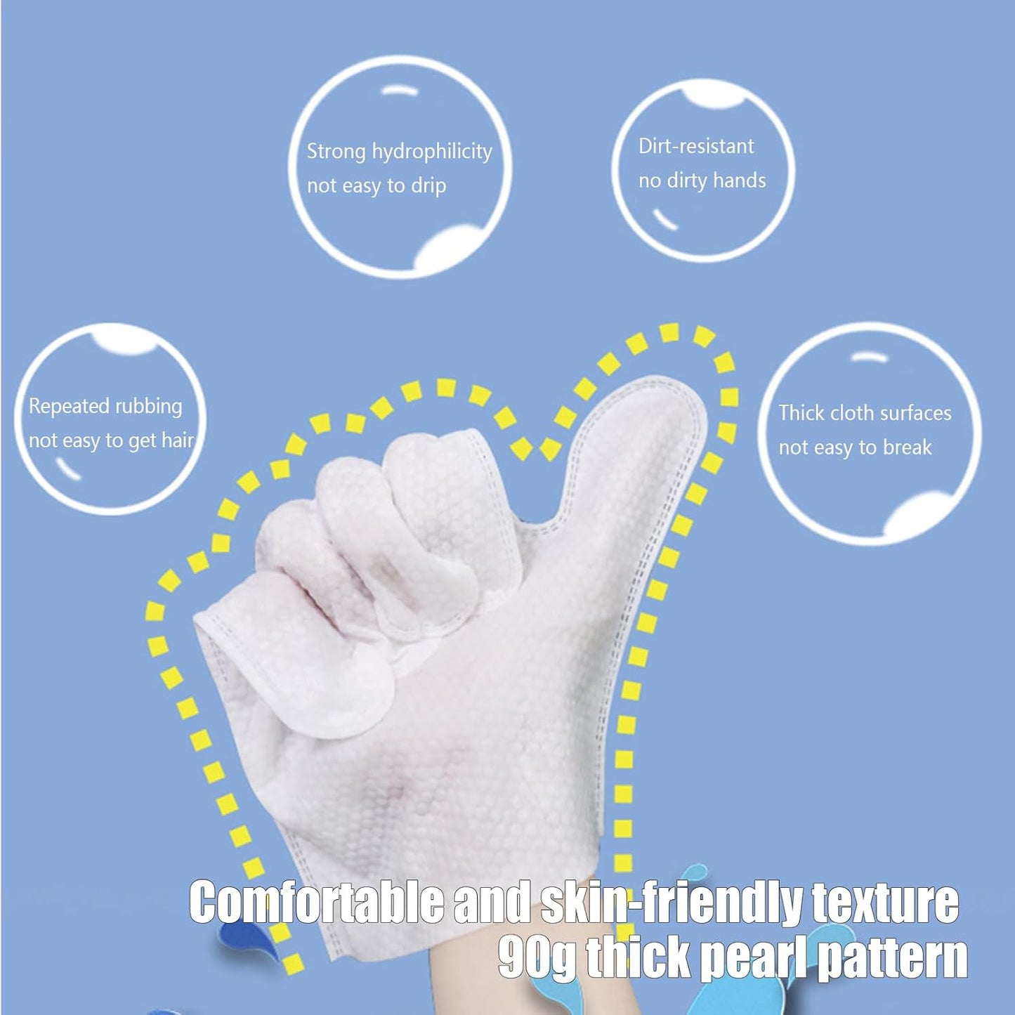 Gentle Pet Cleaning Wipes, Soft Glove Grooming, 3 Piece Travel Pack with Deodorizing Formula, Portable Care Material, Dog Cat with Multi use Design, Pet Grooming Wipes for Paws Butt