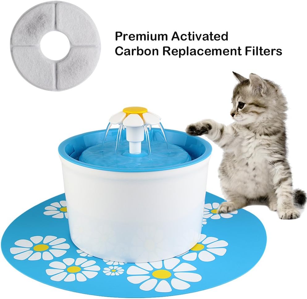 ELEOPTION Pet Water Fountain Auto Flow Surper Quiet for Cat Dog Water Dispenser Recycle Drinking Small Fountain 1.6L Pefect for Small Pets Electric Drinking Bowl (Fountain Blue)