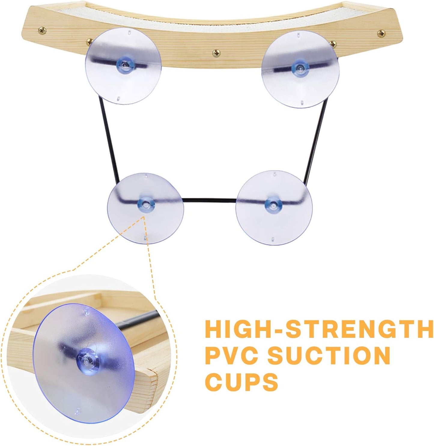 Pecute Cat Window Perch Sisal Scratcher 2 in 1, Cat Hammock for Window Seat with Solid Wood Frame, Iron Bracket, and Heavy Duty Suction Cups, Cat Perch Holds Cats Up to 30lbs