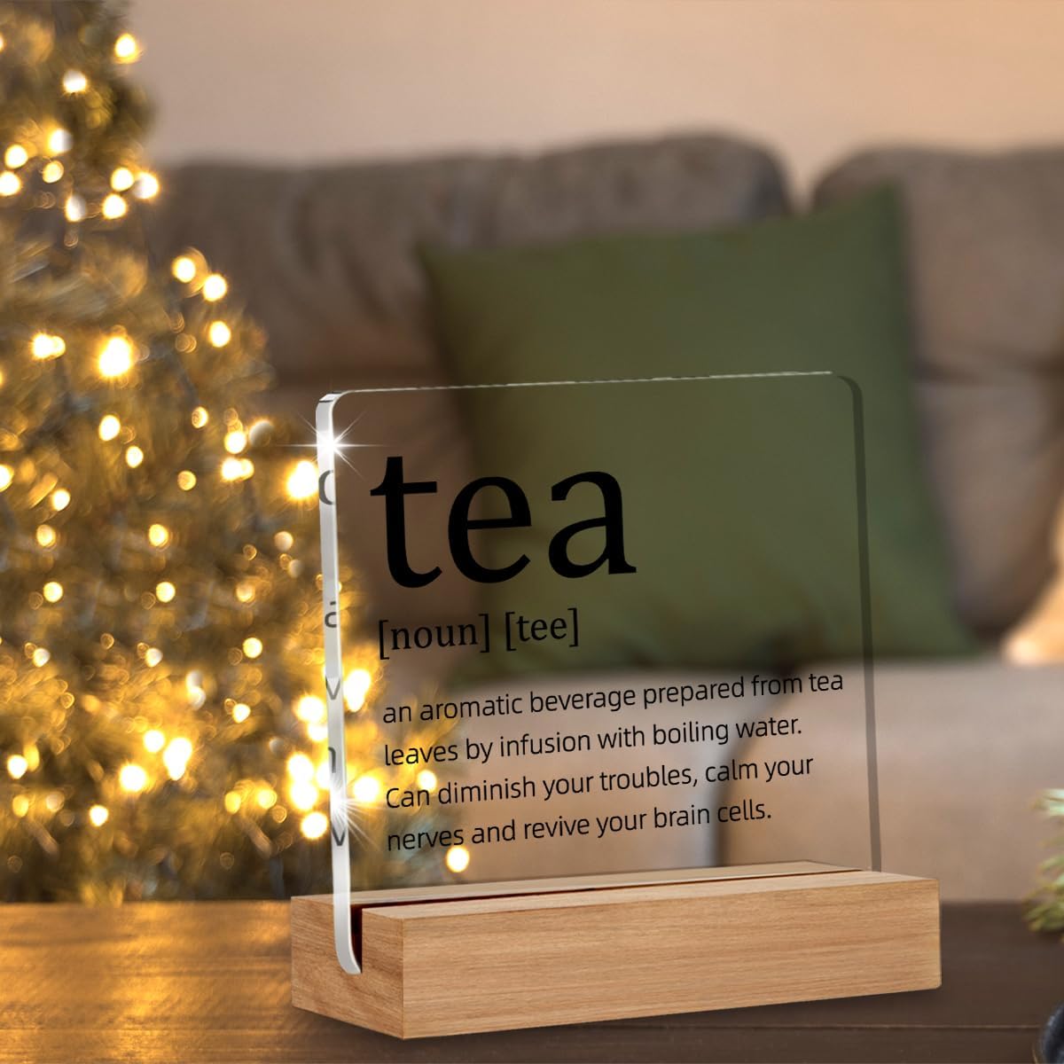 Gifts for Tea Lovers, Tea Definition Gift, Tea Lover Gifts, Coffee Bar Decor, Kitchen Decor Acrylic Sign, 4 x 4 Inches