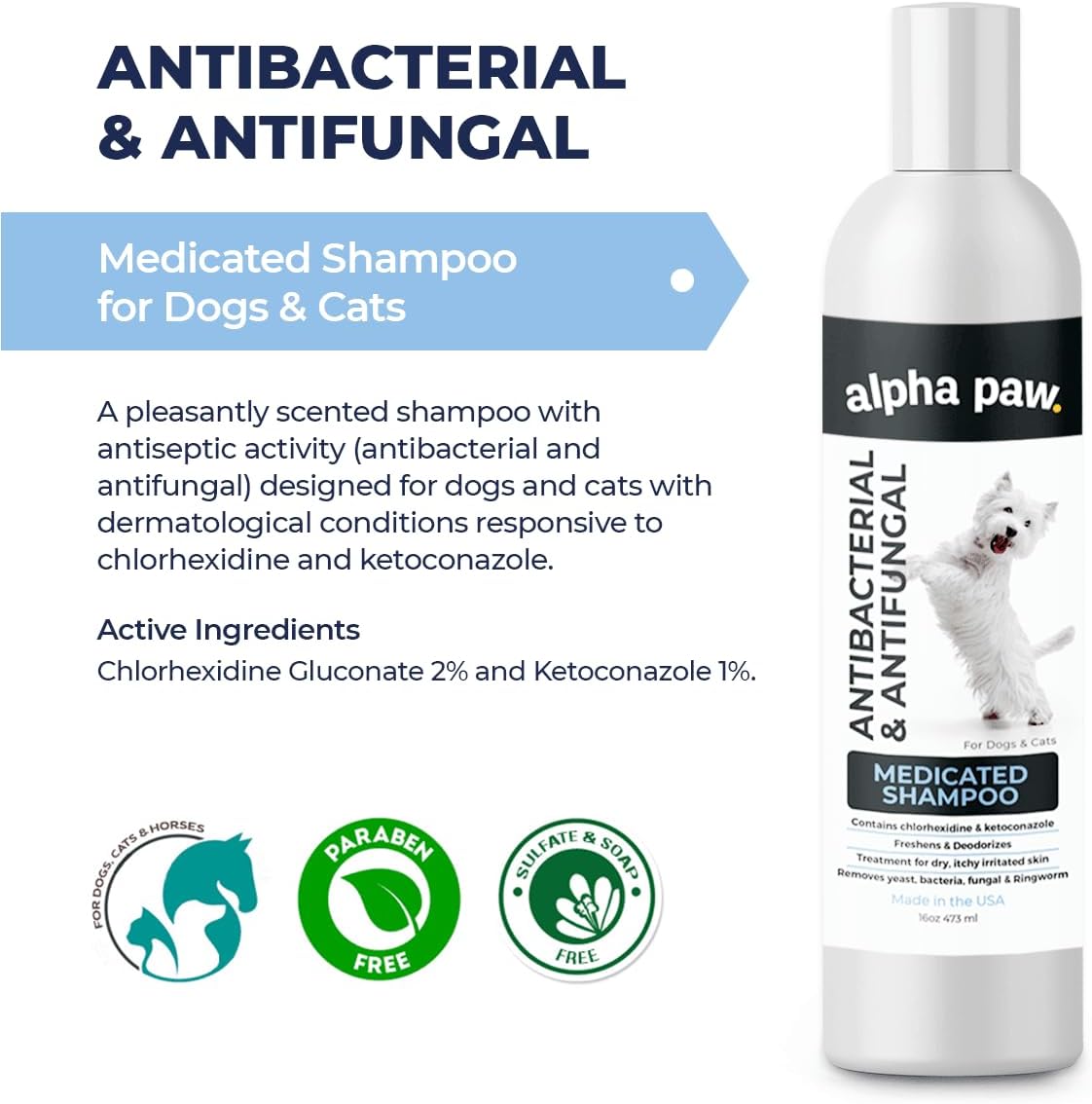Smiling Paws Pets Medicated Grooming Kit Including: Wipes, Shampoo, and Brush for Dogs & Cats