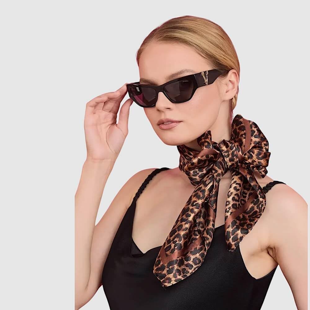 35 Inch Leopard Print Silk Head Scarf for Women Satin Hair Neck Scarf Wrap Large Lightweight Bandana
