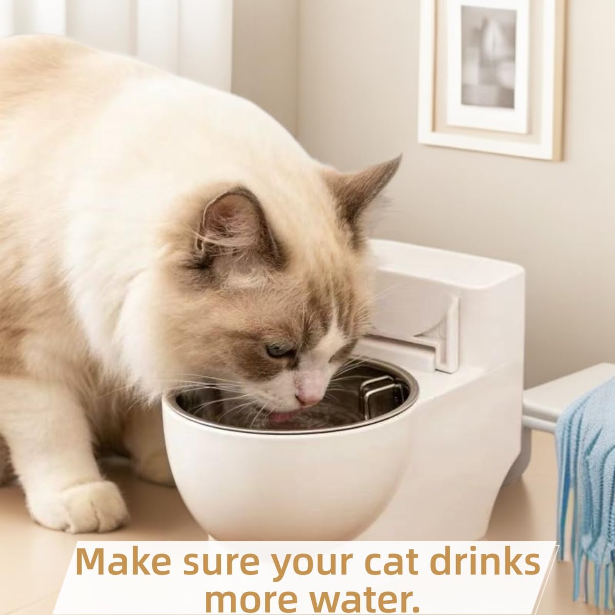 Toilet Water Bowl for Cat,Toilet Shaped Pet Water Dispenser for Cat Dog, Small Funny Bowl for Dogs and Cats Hilarious Gravity Pet Fountain, for Your Cat Drink More Water (White)
